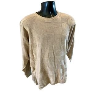 Clan Douglas Linen Silk Sweater XLL 2XL Cable Knit Scotland Taupe Gold Men EUC